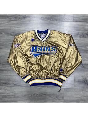 Vintage 90s Starter Pro Line Los Angeles Rams Metallic Gold Jacket Large RARE